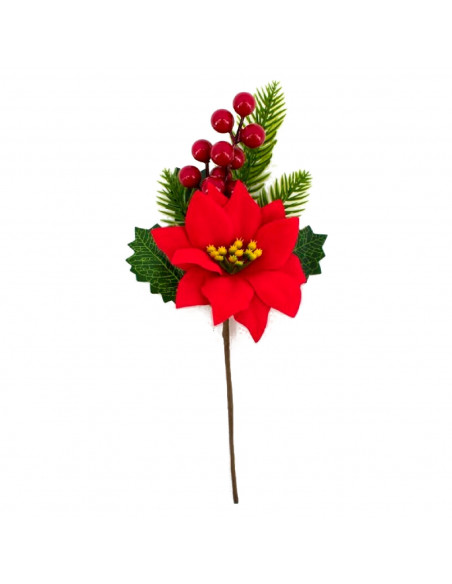Tradineur - Muerdago navideño con palo - Fabricado en Poliéster y Plástico - Decoración para temporada Navideña - 26 cm