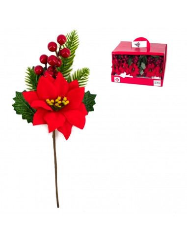 Tradineur - Muerdago navideño con palo - Fabricado en Poliéster y Plástico - Decoración para temporada Navideña - 26 cm