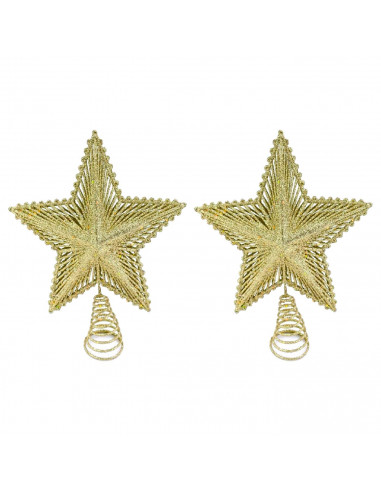 Tradineur - Estrella para punta del árbol con purpurina - Fabricado en Plástico - Decoración para temporada Navideña - Color Dor