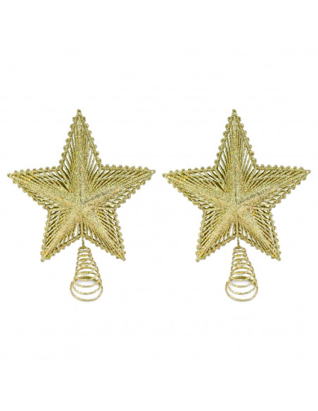 Tradineur - Estrella para punta del árbol con purpurina - Fabricado en Plástico - Decoración para temporada Navideña - Color Dor