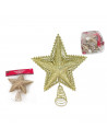 Tradineur - Estrella para punta del árbol con purpurina - Fabricado en Plástico - Decoración para temporada Navideña - Color Dor