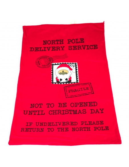 Tradineur - Saco de Papá Noel decorativo, poliéster, bolsa para regalos de Santa Claus, adornos, árbol de Navidad (Rojo, 90 x 60