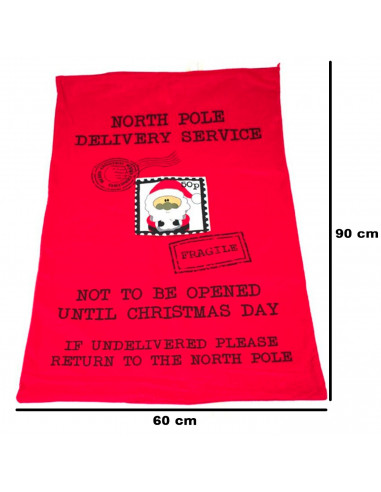 Tradineur - Saco de Papá Noel decorativo, poliéster, bolsa para regalos de Santa Claus, adornos, árbol de Navidad (Rojo, 90 x 60
