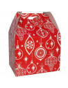 Tradineur - Caja de cartón para lote de Navidad, cesta plegable con asa, guardar regalos, botellas vino, resistente, 40 x 32 x 3