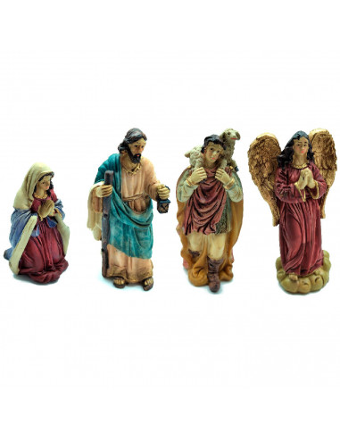 Tradineur - Set de 10 Figuras del Nacimiento del Jesús - Fabricado en Resina - Decoración para temporada Navideña - 12,5 - 6 cm