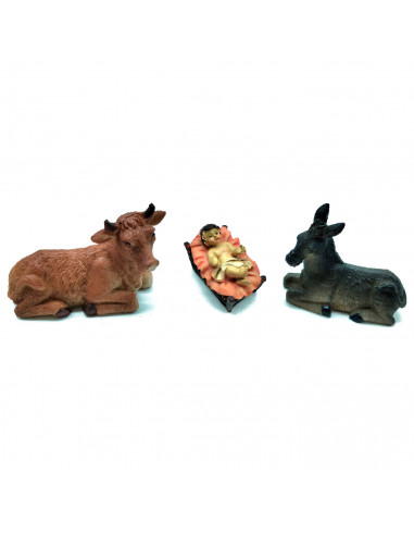 Tradineur - Set de 10 Figuras del Nacimiento del Jesús - Fabricado en Resina - Decoración para temporada Navideña - 12,5 - 6 cm
