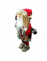 Tradineur - Figura de papa Noel con Esquís - Fabricado en Poliéster y Plástico - Decoración para temporada navideña - 45 x 23 x