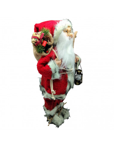 Tradineur - Figura de papa Noel con Esquís - Fabricado en Poliéster y Plástico - Decoración para temporada navideña - 45 x 23 x