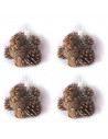 Tradineur - Pack de 4 redes 200G de piñas navideñas - Piñas naturales - Decoración para temporada navideña