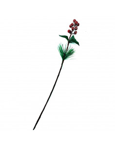 Tradineur - Varas de bayas rojas navideña - Fabricado en Poliéster y Plástico - Decoración para temporada Navideña - 58 cm