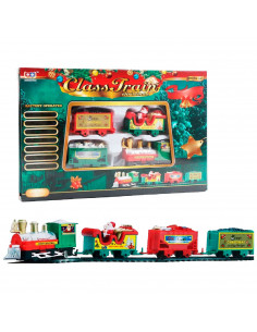 Tradineur - Tren Navideño de juguete 26 piezas - Fabricado en plástico - Juguete para Navidad - Raíl hasta 286 cm 