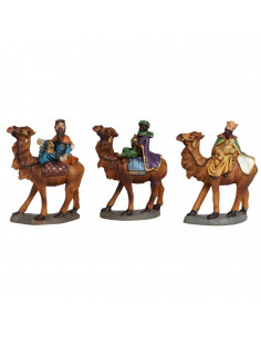 Tradineur - Set de 3 Reyes Magos de resina para belén navideño, figuras decorativas nacimiento, pesebre, Navidad, decoración tra