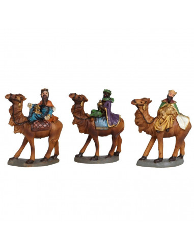 Tradineur - Set de 3 Reyes Magos de resina para belén navideño, figuras decorativas nacimiento, pesebre, Navidad, decoración tra