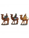 Tradineur - Set de 3 Reyes Magos de resina para belén navideño, figuras decorativas nacimiento, pesebre, Navidad, decoración tra