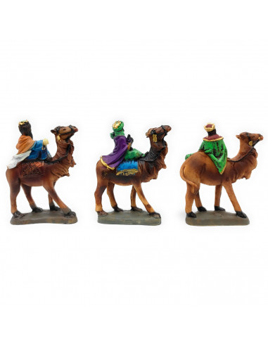 Tradineur - Set de 3 Reyes Magos de resina para belén navideño, figuras decorativas nacimiento, pesebre, Navidad, decoración tra
