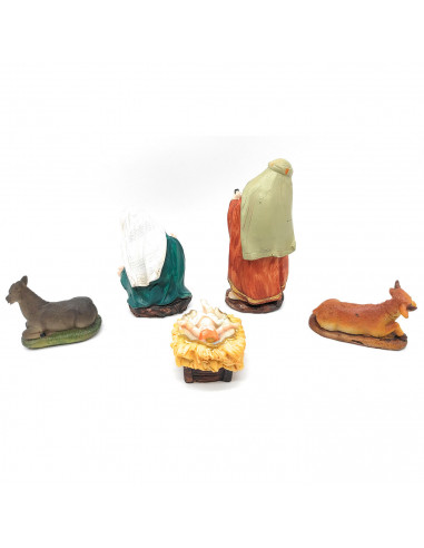 Tradineur - Set 8 figuras principales para belén navideño, resina, personajes del nacimiento, Reyes Magos, pesebre, Navidad, dec