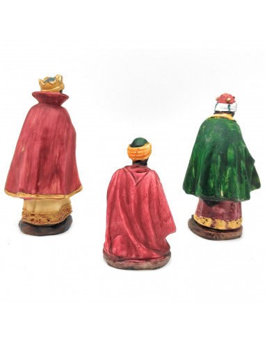 Tradineur - Set 8 figuras principales para belén navideño, resina, personajes del nacimiento, Reyes Magos, pesebre, Navidad, dec