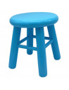 Tradineur - Mini taburete redondo azul de madera infantil 20 x 19,7 x 19,7 cm, banqueta, asiento redondo de madera natural pinta