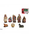 Tradineur - Set 8 figuras principales para belén navideño, resina, personajes del nacimiento, Reyes Magos, pesebre, Navidad, dec