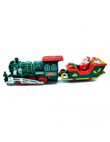 Tradineur - Tren Navideño de juguete 23 piezas con luces y sonido - Fabricado en plástico - Juguete para Navidad - Raíl hasta 13