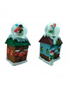 Tradineur - Casitas navideñas con luces LED y bola de Nieve - Fabricados en Resina - Decoración para temporada navideña - 11 x 6