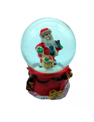 Tradineur - Bolas de cristal navideñas con Papa Noel - Fabricado en Resina y Cristal - Decoración para temporada navideña - Ø 4,