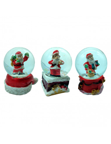 Tradineur - Bolas de cristal navideñas con Papa Noel - Fabricado en Resina y Cristal - Decoración para temporada navideña - Ø 4,