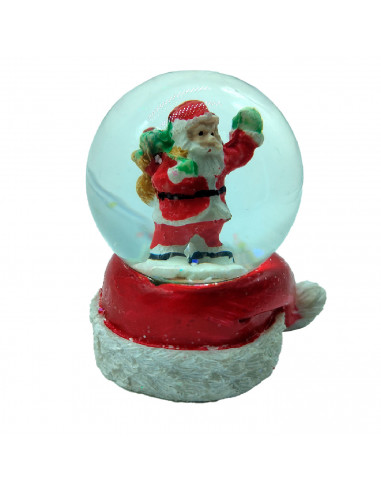 Tradineur - Bolas de cristal navideñas con Papa Noel - Fabricado en Resina y Cristal - Decoración para temporada navideña - Ø 4,