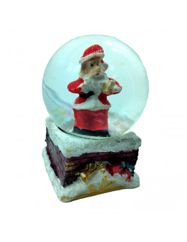 Tradineur - Bolas de cristal navideñas con Papa Noel - Fabricado en Resina y Cristal - Decoración para temporada navideña - Ø 4,