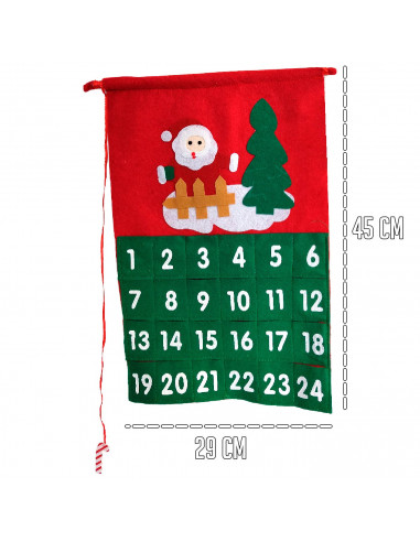 Tradineur - Calendarios de Adviento Navideño - Fabricado en Poliéster - Decoración para temporada navideña - 45 x 29 cm