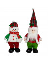 Tradineur - Figura de navidad con gorro - Fabricado en poliéster - Decoración de temporada navideña - 30 x 18 x 10 cm