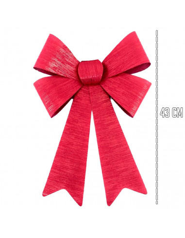 Tradienur - Lazos Navideños - Fabricado en Poliéster y Plástico - Decoración para temporada navideña - 43 x 28 cm - Color Rojo