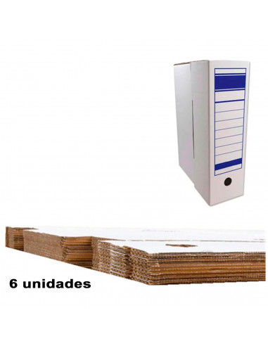 Tradineur - Pack de 6 archivadores definitivos, cajas archivo plegable de cartón, 2 posiciones, tamaño folio, fácil montaje, con