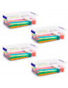 Tradineur - Pack de 4 cajas de almacenaje de plástico transparente, 2 litros, minicajas de ordenación apilables con tapa 7,5 x 2