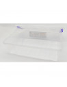 Tradineur - Pack de 4 cajas de almacenaje de plástico transparente, 2 litros, minicajas de ordenación apilables con tapa 7,5 x 2