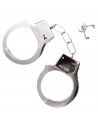 Tradineur - Pack de 3 esposas de metal de juguete, incluyen llaves y botón de seguridad, complemento para disfraces de carnaval,