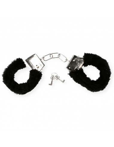Tradineur - Pack de 3 pares de esposas con pelo, metálicas, incluyen llaves y botón de seguridad, complemento, disfraces, carnav