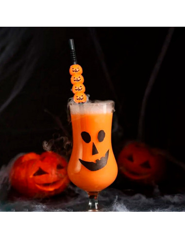 Tradineur - Pack de 10 pajitas de calabaza reutilizables, plástico, servir cócteles, bar, decoración de Halloween, carnaval, crá