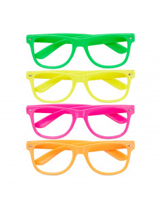 Tradineur - Pack de 4 Gafas de fiesta sin lentes - Fabricado en Plástico - Ideal para eventos de disfraces como Halloween y Carn
