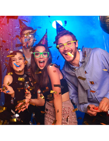 Tradineur - Pack de 4 Gafas de fiesta sin lentes - Fabricado en Plástico - Ideal para eventos de disfraces como Halloween y Carn