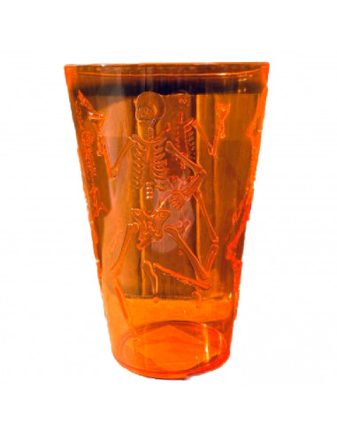 Tradineur - Pack de 3 vasos con diseño de esqueleto - Fabricado en plástico - Ideal para fiestas de Halloween - Ø 9,5 x 14 cm -