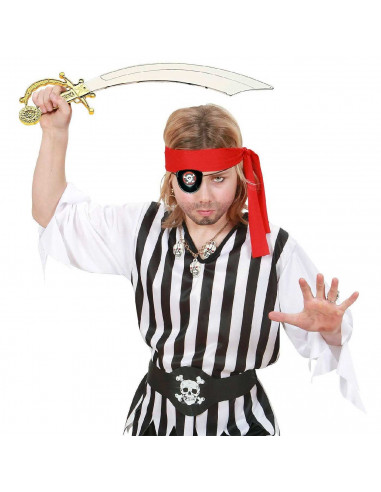 Tradineur - Set de sable pirata y parche - Fabricado en Plástico - Complemento para Disfraces de halloween y carnaval - Longitud