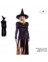 Tradineur - Disfraz de bruja negra para mujer, poliéster, incluye vestido y sombrero, carnaval, Halloween, cosplay (Adulto, Tall