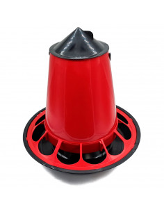 Tradineur - Comedero redondo para aves, dispensador, alimentador de pienso, maíz, semillas - Capacidad de 5 kg - 34 x 29,5 cm