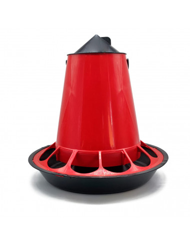 Tradineur - Comedero redondo para aves, dispensador, alimentador de pienso, maíz, semillas - Capacidad de 5 kg - 34 x 29,5 cm