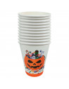 Tradineur - Packs de 48 vasos de Halloween con diseño de calabaza - Fabricado en Papel - Ideal para fiestas de Halloween - 270 m