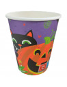 Tradineur - Packs de 48 vasos de Halloween con diseño de calabaza y gato - Fabricado en Papel - Ideal para fiestas de Halloween