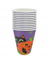 Tradineur - Packs de 48 vasos de Halloween con diseño de calabaza y gato - Fabricado en Papel - Ideal para fiestas de Halloween