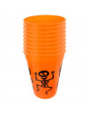 Tradineur - Pack de 12 vasos de Halloween - Diseño Esqueleto - Fabricado en Plástico - Ideal para fiestas de Halloween - Ø 8 x 1