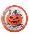 Tradineur - Paquete de 30 platos de Halloween - Diseño Calabaza - Fabricado en Papel - Apto para uso alimentario - Ø 18 cm